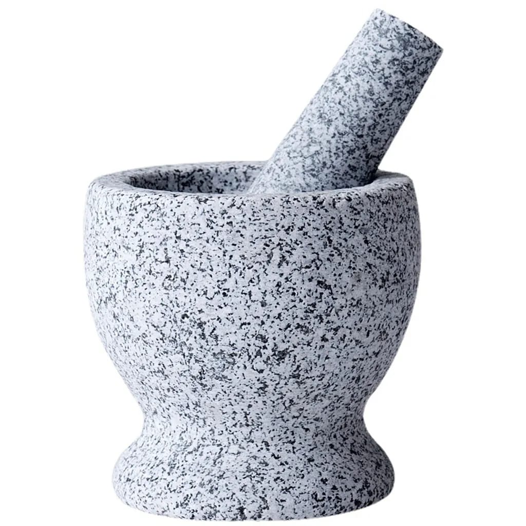 Granit-mörser-set Mit Schützendem Fuß, Holzlöffel Und Kostenlosem E-book - Stabile Und Geruchlose Granit-mörser Und Stößel - Kleiner Gewürzmörser