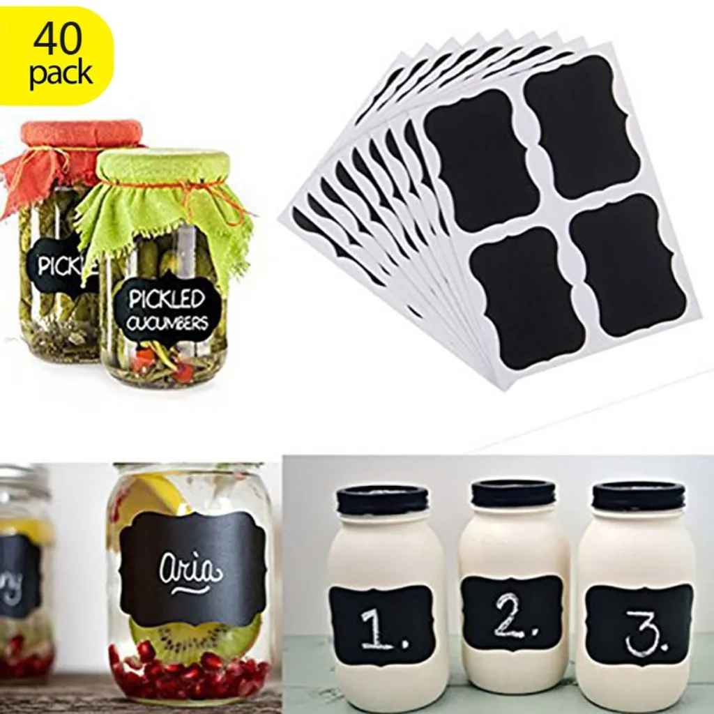 Selbstklebende Tafelaufkleber, Aufkleber Zur Beschriftung, Küchenetiketten Für Glasflaschen, Marmeladengläser, Gewürzgläser, 40 Stück
