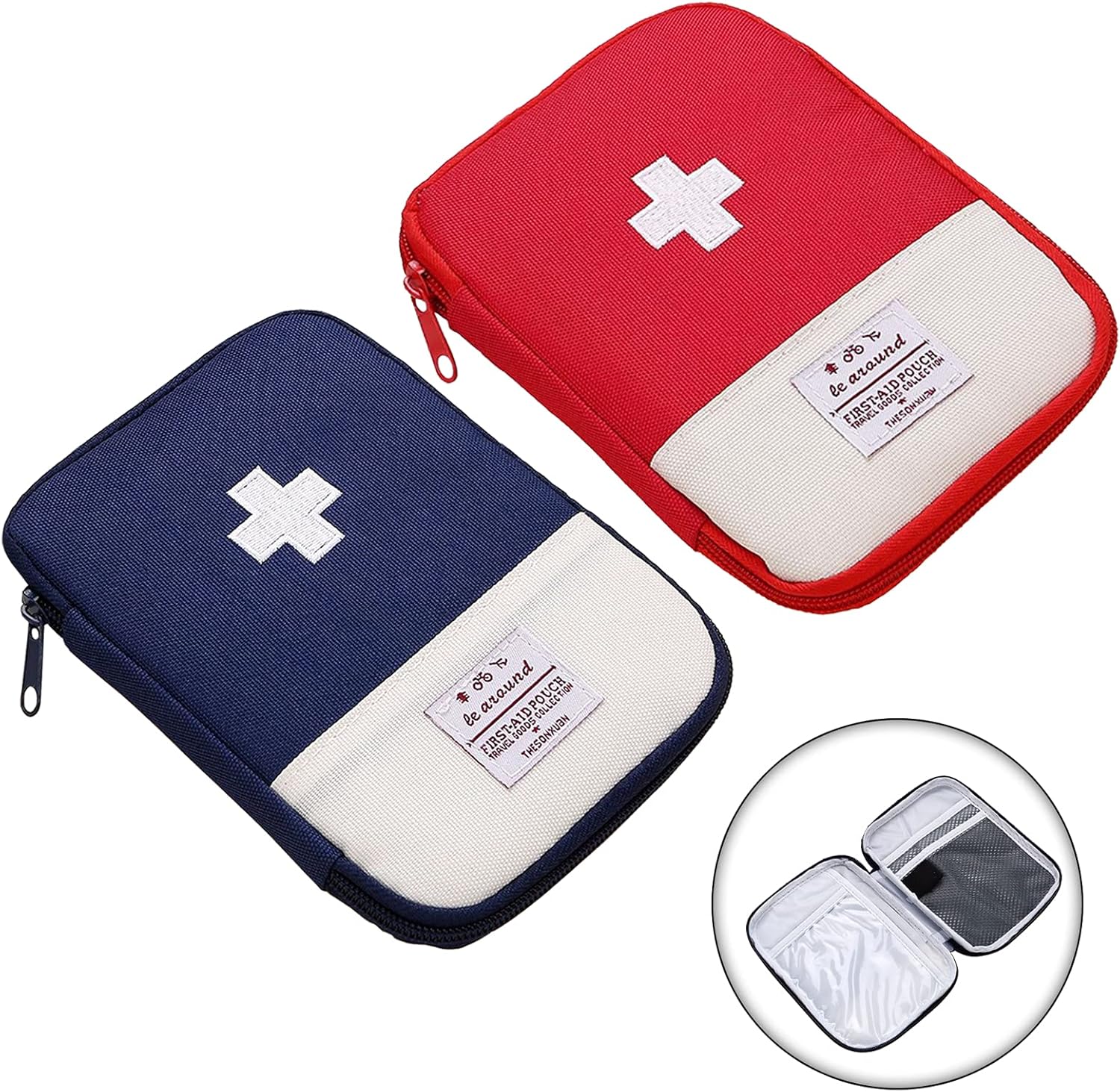 2-teiliges Erste-hilfe-set Leeres Erste-hilfe-set Für Notfallsituationen Zu Hause, Im Büro, Auf Reisen, Beim Wandern Und Campen (blau/rot)