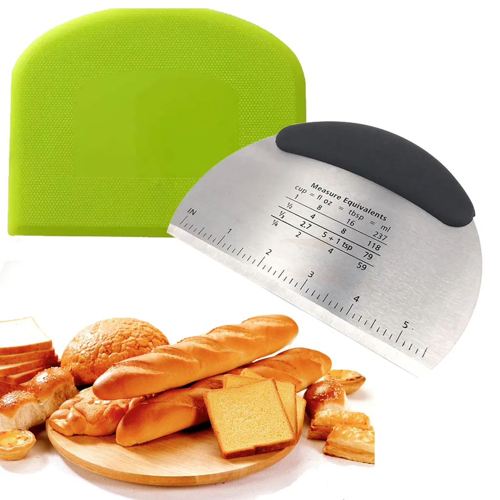 Teigschaber Und Schneidbrett - Edelstahl-teigschneider + Pe-teigschaber - Zur Herstellung Von Kuchen, Brot, Pizza, Süßigkeiten Usw. (2 Teile)
