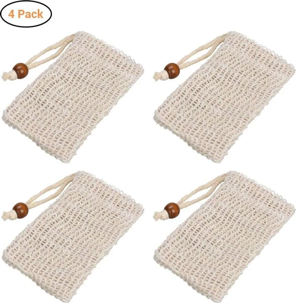 4x Seifensäckchen Aus Sisal, Seifenbeutel, Seifennetz, Massage, Peeling, Seifenreste