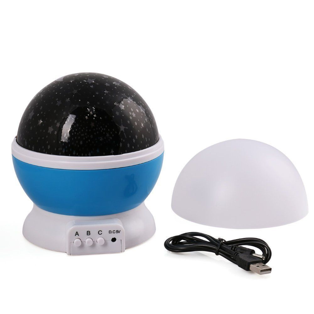 Kindernachtlicht, Romantisch, 360° Drehbar, Sternförmige, Farbige Lichtprojektion, Nachttischlampe Für Kinder, Stimmungslicht – Blau, 12 × 12 × 13,5 Cm