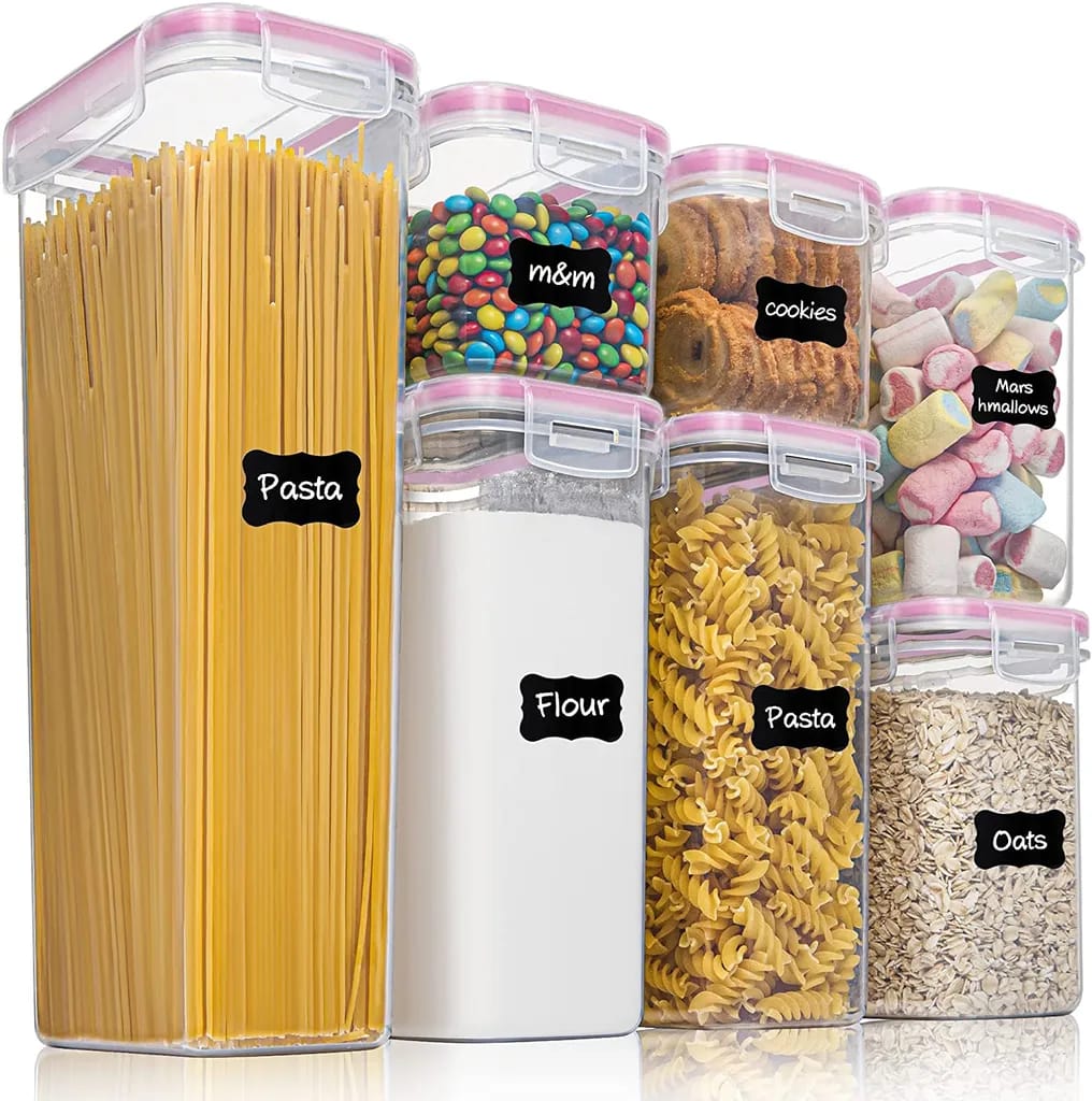 Vorratsdosen Set, Müsli Schüttdose & Frischhaltedosen, Kunststoff Vorratsdosen Luftdicht, 7er Set