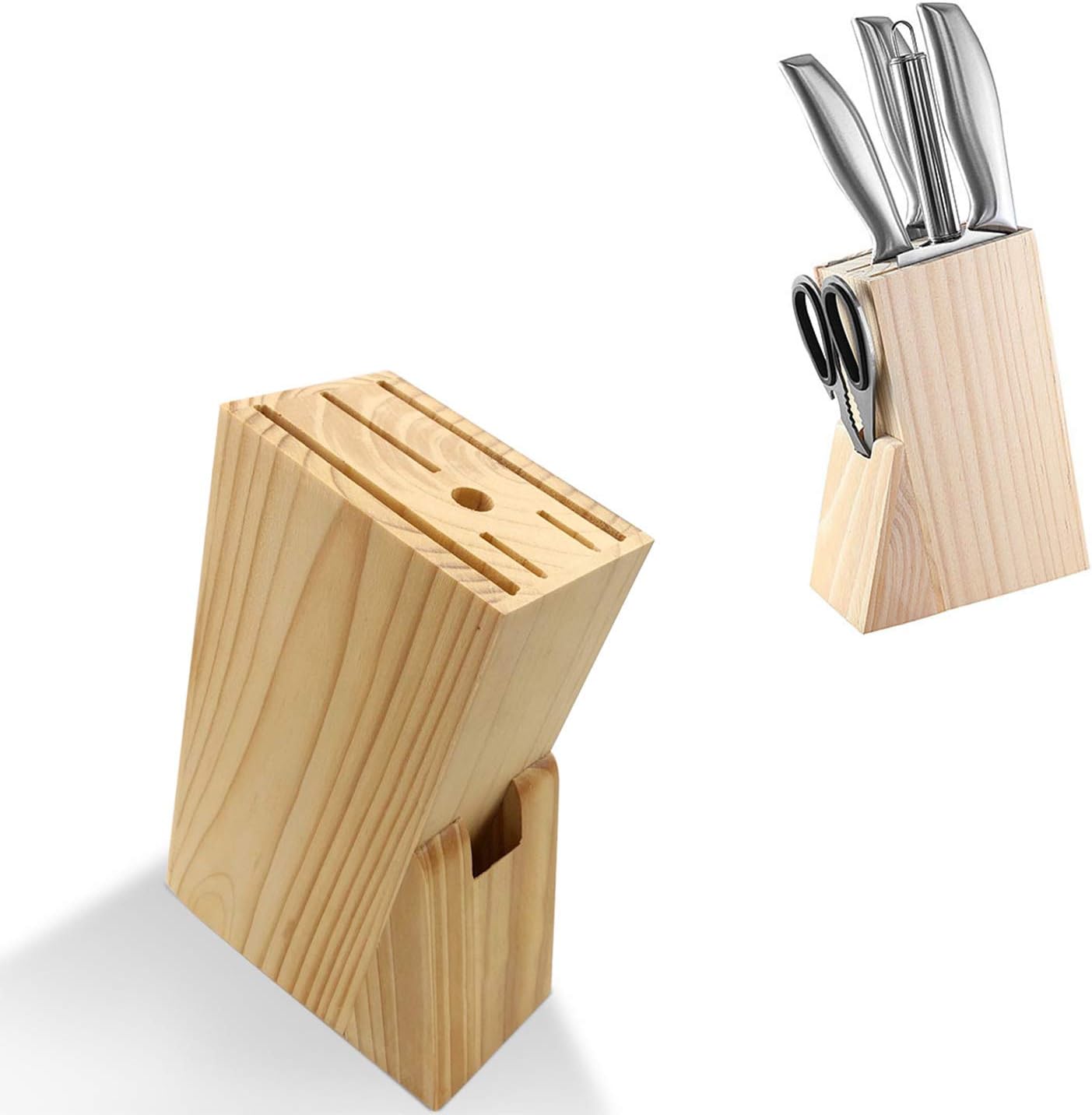 Messerhalter Aus Holz Für Die Arbeitsplatte Mit Scherenschlitz, Ideal Für Die Küche.