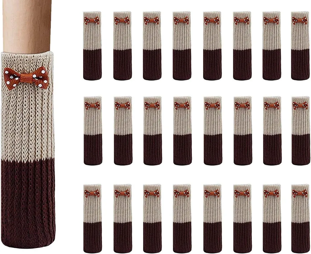 24 Stück Elastische Rutschfeste Baumwoll-stuhl-socken Für Möbelbodenschutz