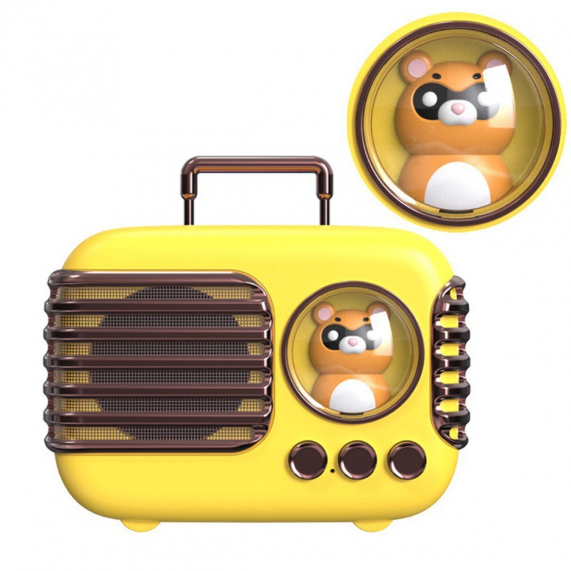 Kreativer Retro-bluetooth-lautsprecher Im Koffer-design Mit Kätzchenmotiv, Tragbar, Usb-aufladbar, Kleines Bluetooth-audio-board Für Den Schreibtisch, 96 X 56 X 51 Mm, Gelb