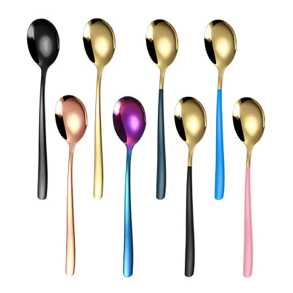 Set Mit 8 Goldenen Kaffeelöffeln, Geeignet Für Latte Macchiato, Eisgetränke, Cocktails Usw.