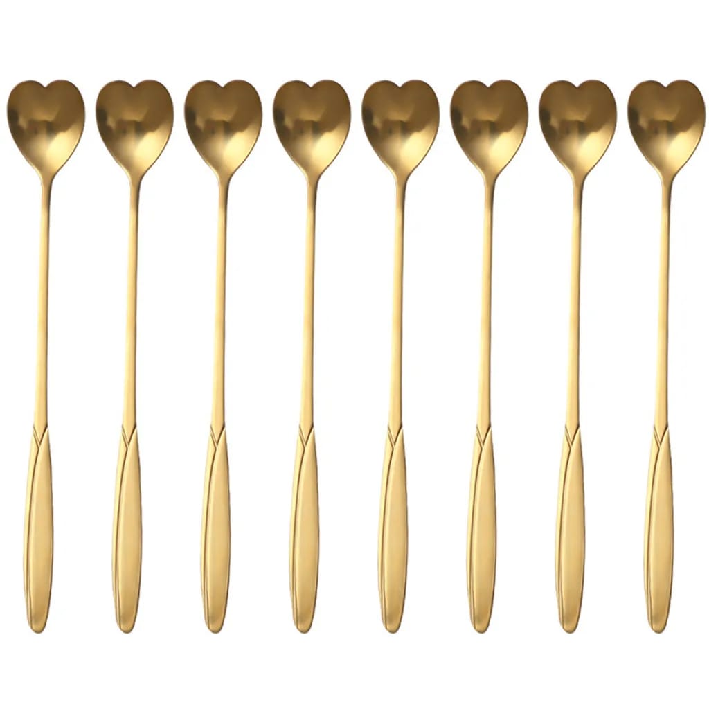 8-teiliges Blumenförmiges Dessertlöffel-kaffeelöffel-set Aus Edelstahl, Kreatives Herzförmiges Löffel-set