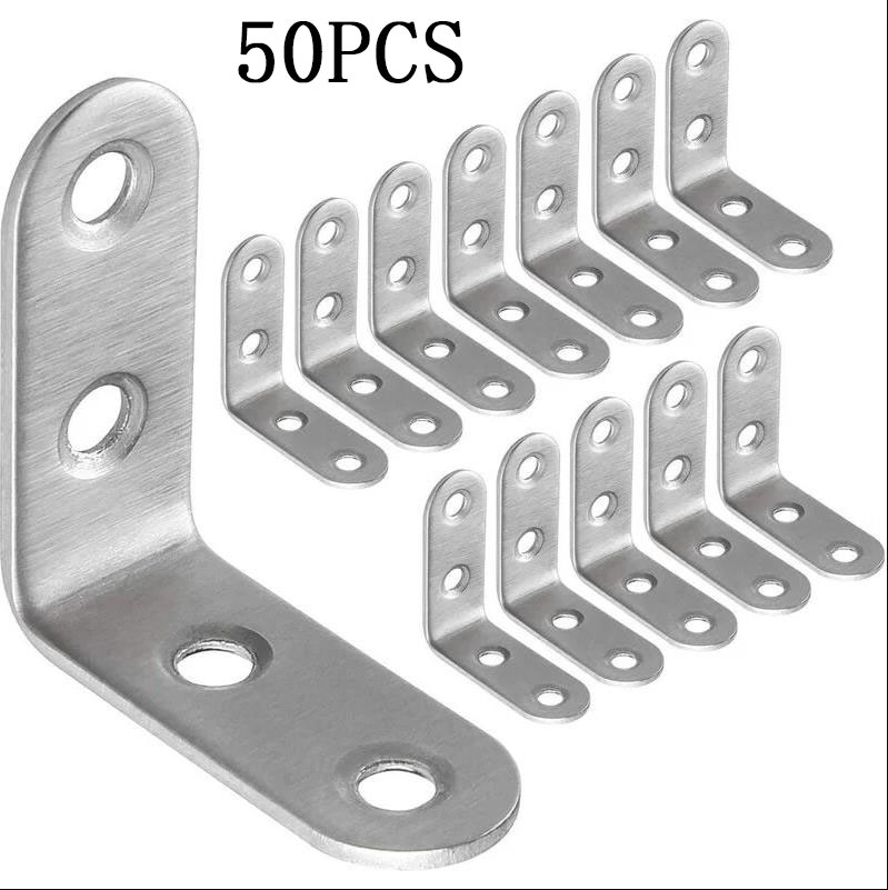 Packung Mit 50 Edelstahl-eckbefestigungswinkeln 40 X 40 Mm Zur Befestigung Und Reparatur Von Möbelverstärkungsverbindungen, Silberfarben.