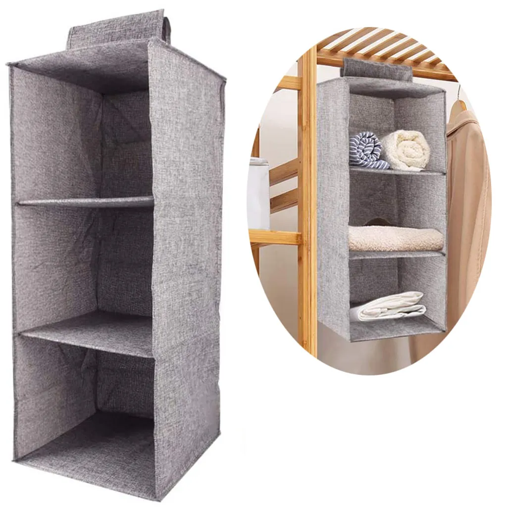 Hängeaufbewahrung Faltbarer Hängeorganizer, Hängeregal Kleiderschrank, Organizer Für Kleiderschrank Mit 3 Breiten Fächern, Aufbewahrungssystem Set