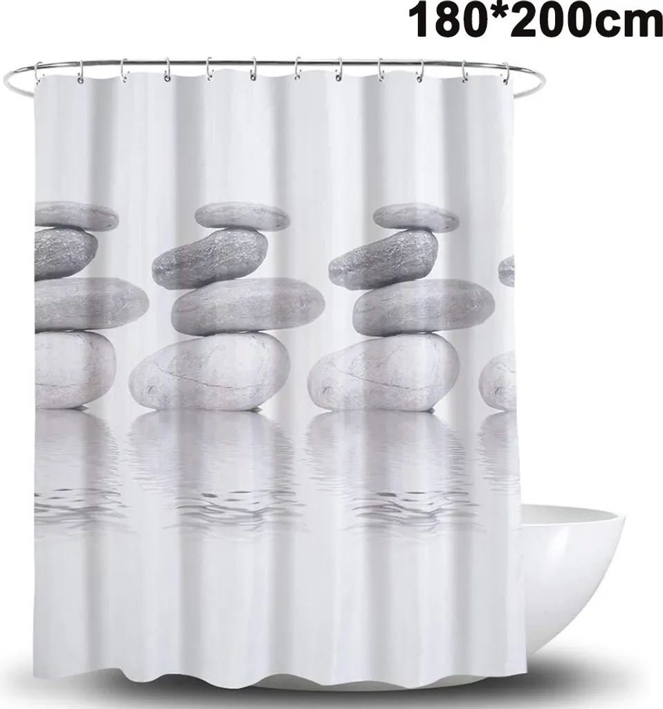 Duschvorhang Textil Grau Pebble Schimmelresistenter Und Wasserabweisend Mit 12 Duschvorhangringen