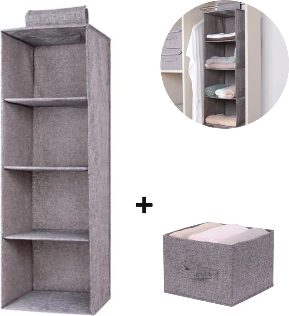 Hängender Stauraum-organizer, 3 Fächer & 1 Schublade, Zusammenklappbarer Kleiderschrank-organizer