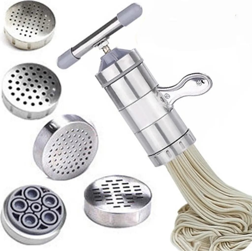 Manuelle Edelstahl-nudelmaschine, Spaghettipresse, Handkurbel-nudelmacher Mit 5 Formen
