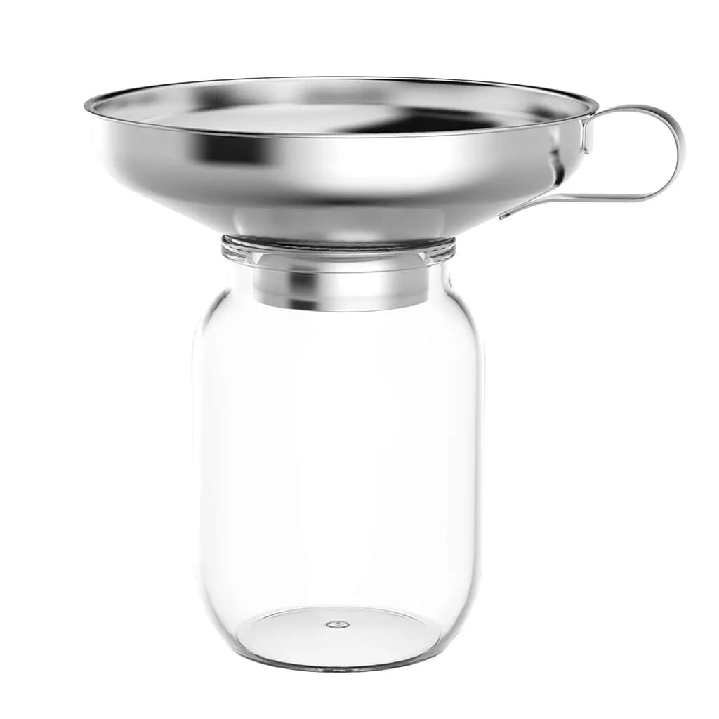 Edelstahl Trichter - Marmeladen Trichter - Einfülltrichter Mit Griff - Einfüllhilfe Für Gläser - Metall Trichter Durchmesser 11cm, Öffnung Durchmesser 4,7cm - Küchenzubehör