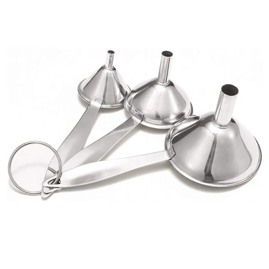 Küchentrichter Aus Edelstahl, Kleiner Trichter Mit Langem Griff, Mini-flachmanntrichter (3er-set, Silber)