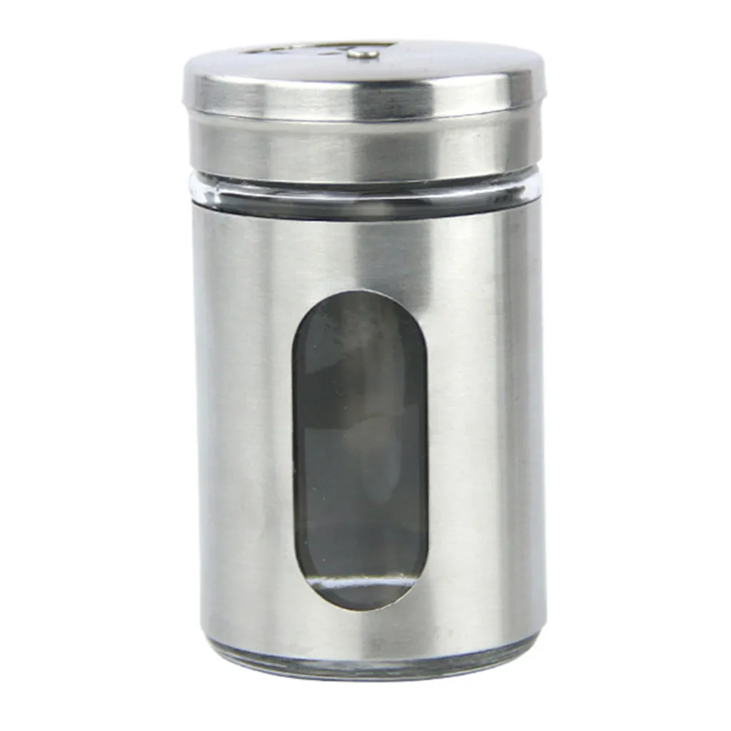 Gewürzdose, 1 Größe, Mit Fenster, Gewürze Und Kräuter, Glas, Edelstahl, Silber