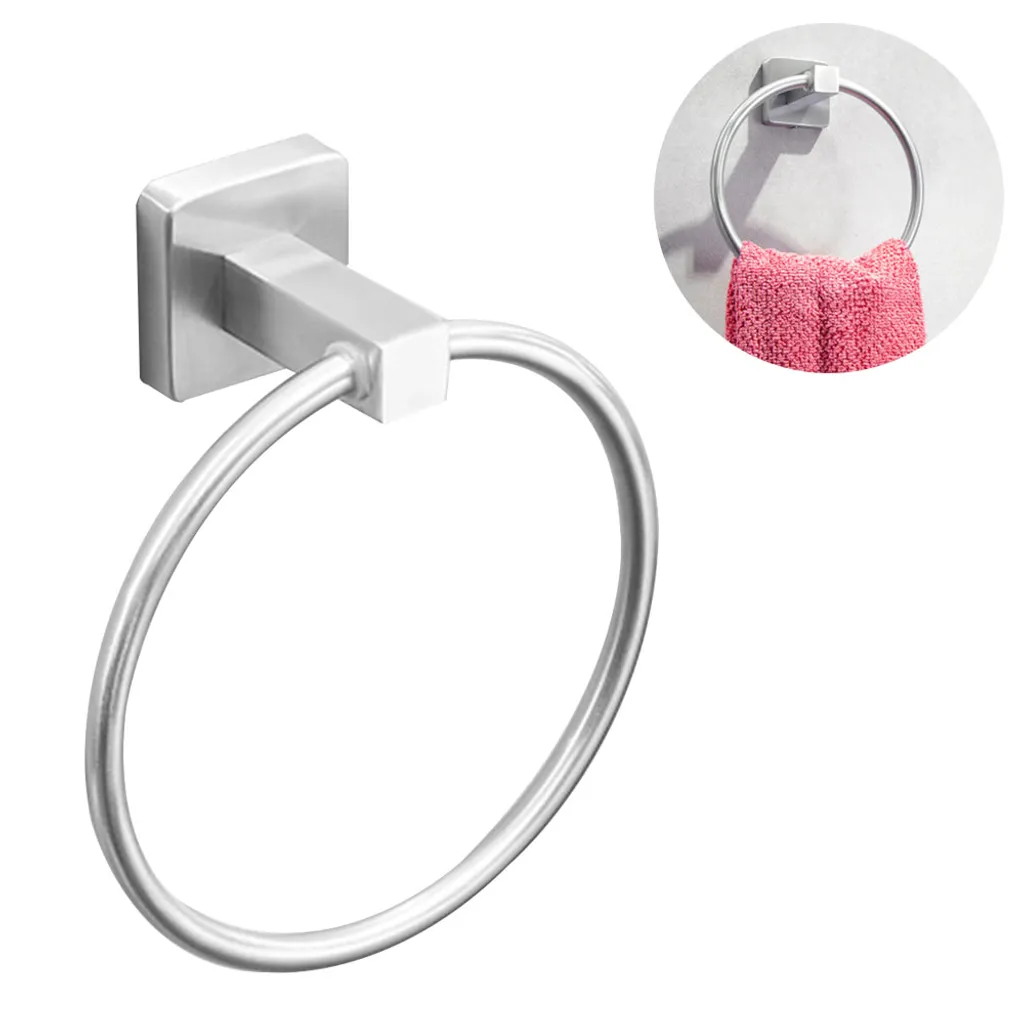 Handtuchring Aus Edelstahl Zum Bohren Silber Quadratischer Boden