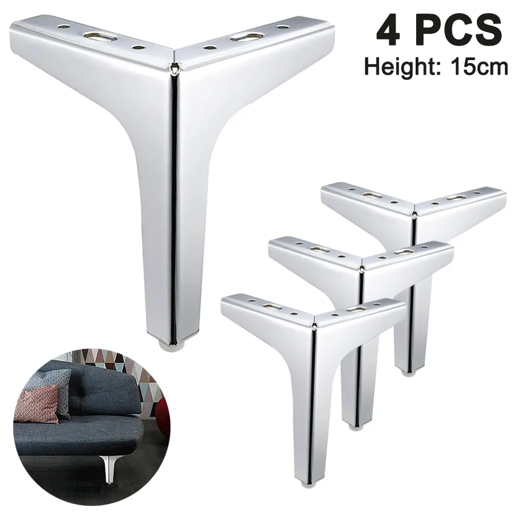 Metallmöbelfüße, 4 Stück Metall-diamant-dreieck-tischbeine Schrankbeine Diy-ersatz Schrank Sofa Couchtisch Ottoman (silber, 15cm)