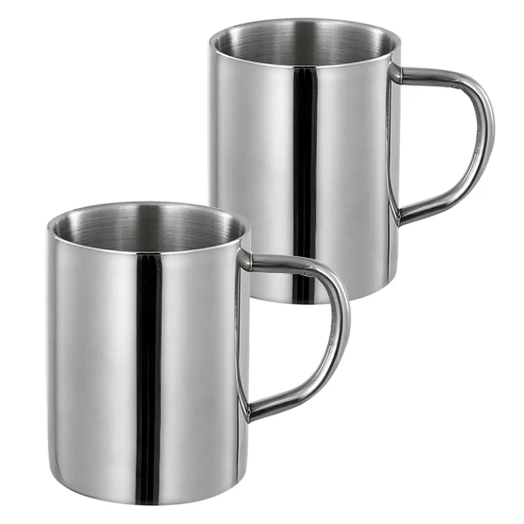 2 Stück Edelstahl-thermobecher, Becher, Thermosbecher, Kaffeebecher, Isolierbecher, Tassen (220ml Ohne Abdeckung)