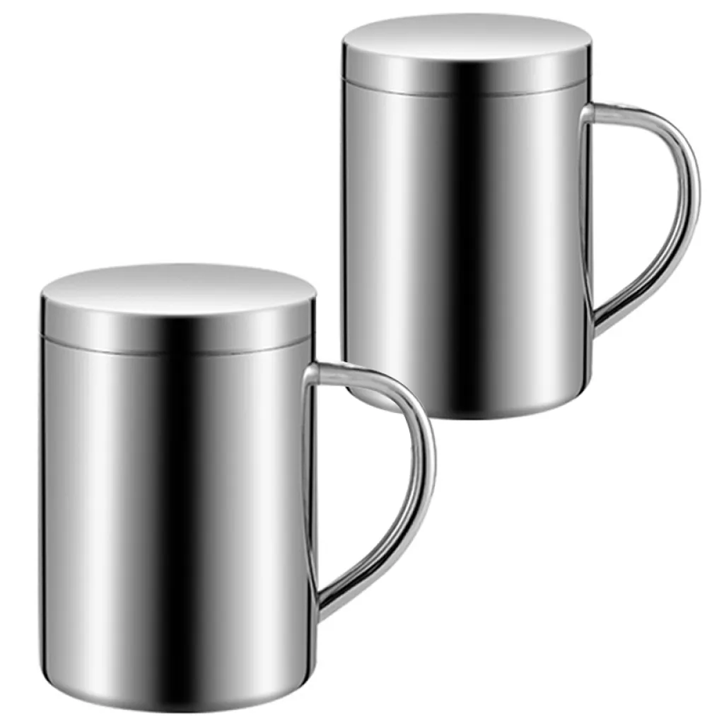2 Stück Edelstahl-thermobecher Becher Thermosbecher Kaffeebecher Isolierbecher Tassen (220ml Mit Deckel)