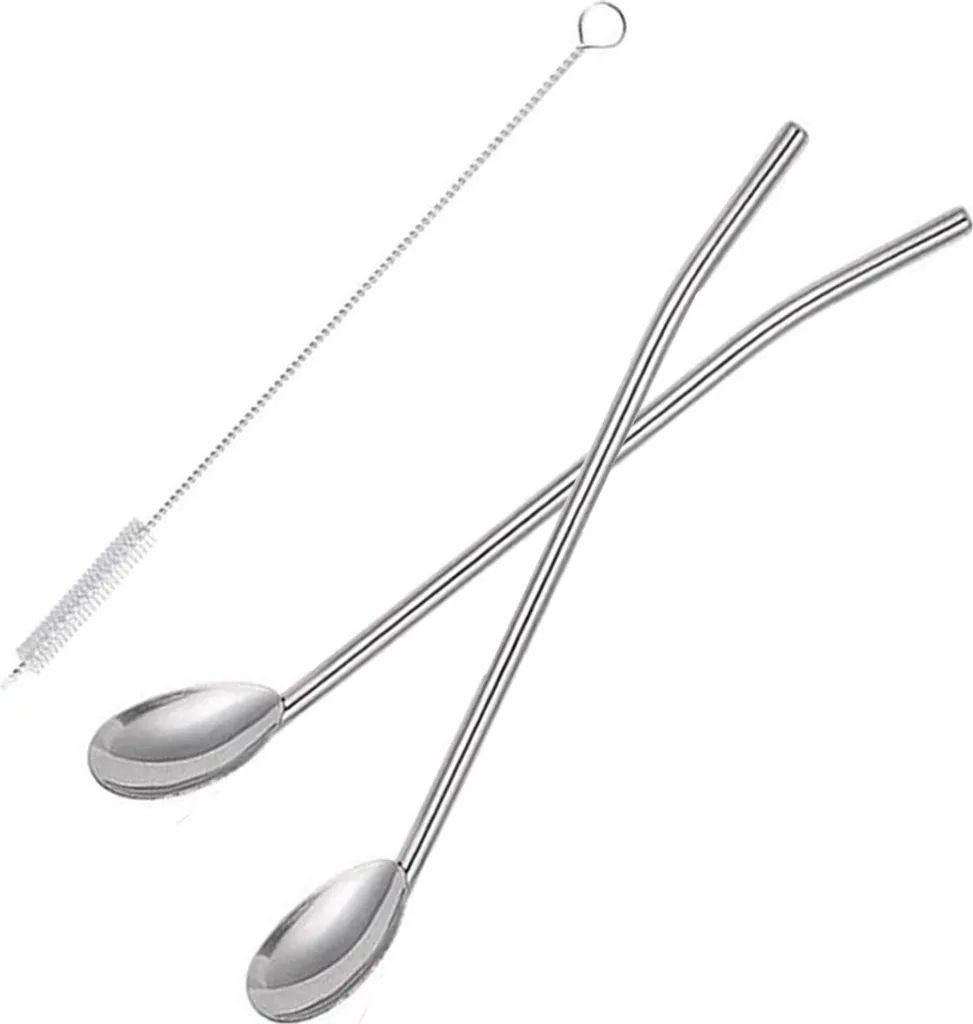 Trinkhalmlöffel Aus Edelstahl, Wiederverwendbare Strohhalmlöffel, Latte Macchiato Und Cocktail-löffel, Länge 21,5cm, 8 Stück