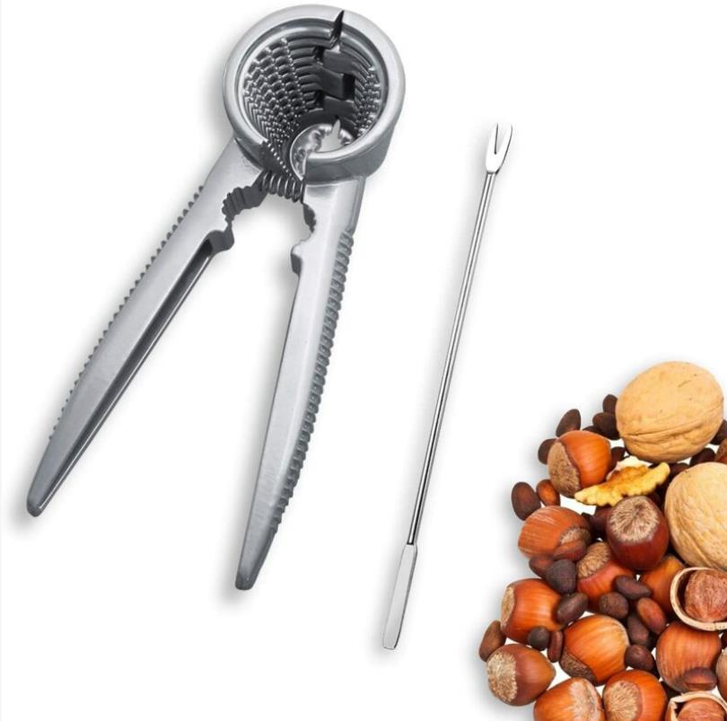 Nussknacker-set: 1 Nussknacker Mit Edelstahlgriff Für Pekannüsse, Walnüsse, Mandeln, Haselnüsse Und Pistazien, Mit 1 Nussknackernadel.