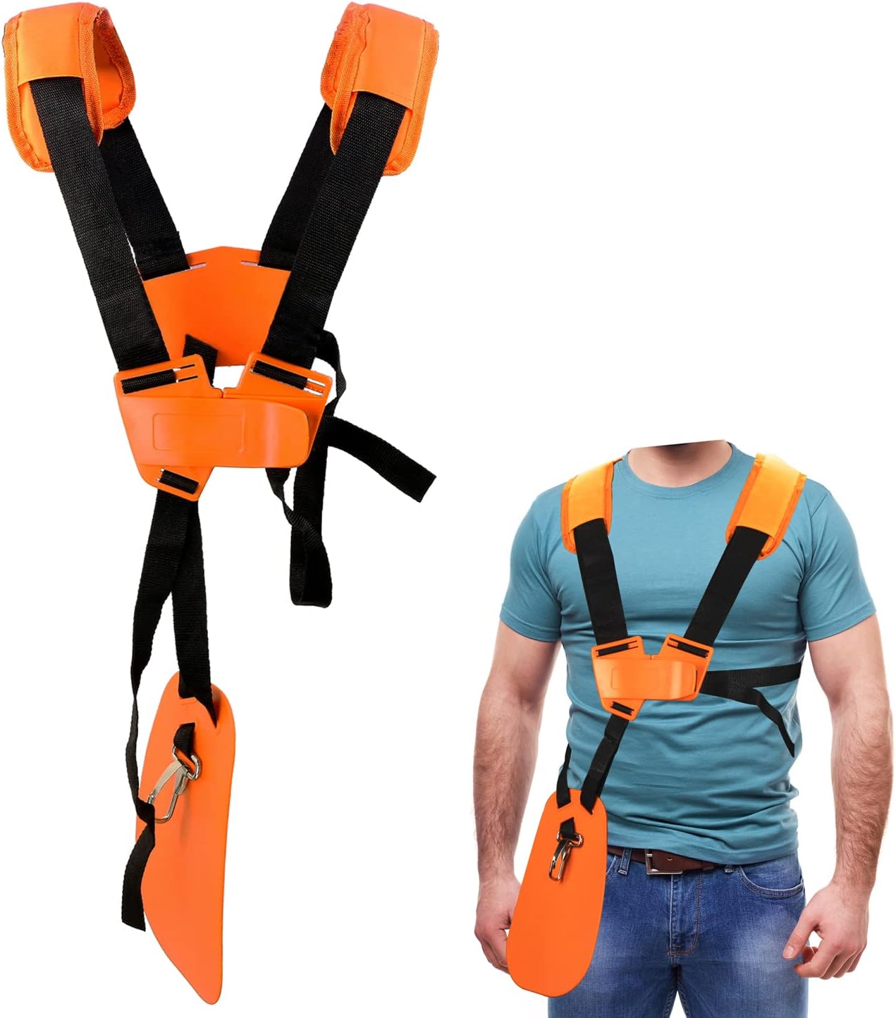 2-teiliger Doppel-schultergurt Mit Verstellbarem, Robustem Nylongurt Für Freischneider Oder Gartenarbeiten (für Stihl Fs- Und Km-serien-freischneider) Orange