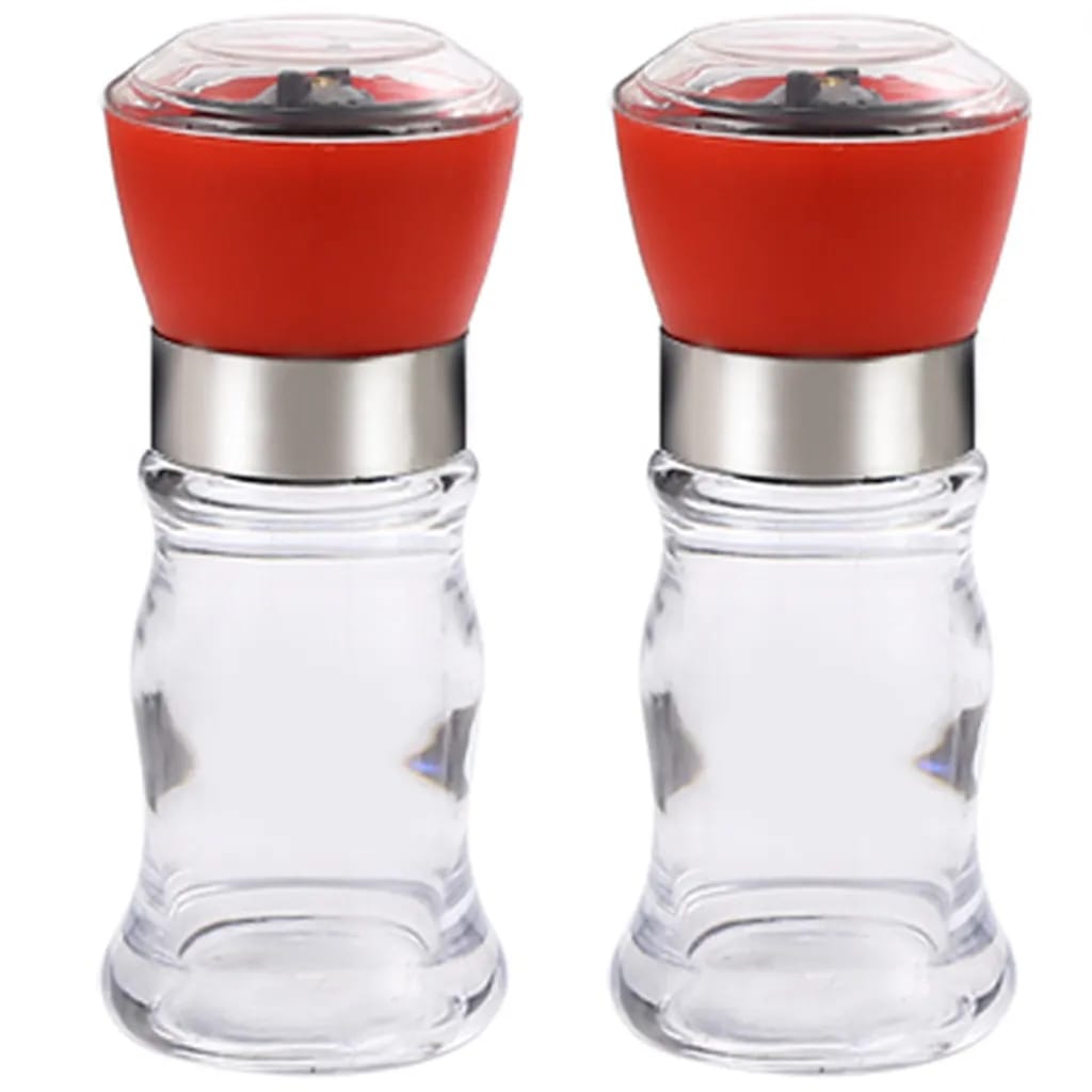 Nachfüllbare Mühle – Schwarze Pfeffermühle, Langanhaltende Frischhaltende Gewürzmühle, Hoher Glasmixer, Rot