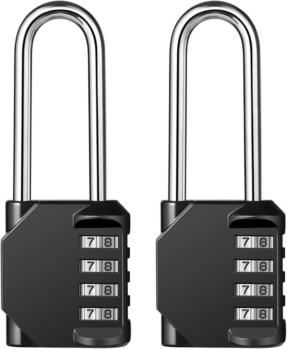 2er-pack Zahlenschlösser – 4-stelliges, Rostfreies Vorhängeschloss – Wetterfest – Ideal Für Schulumkleiden, Turnhallen, Schränke, Werkzeugkästen Usw. (schwarz)