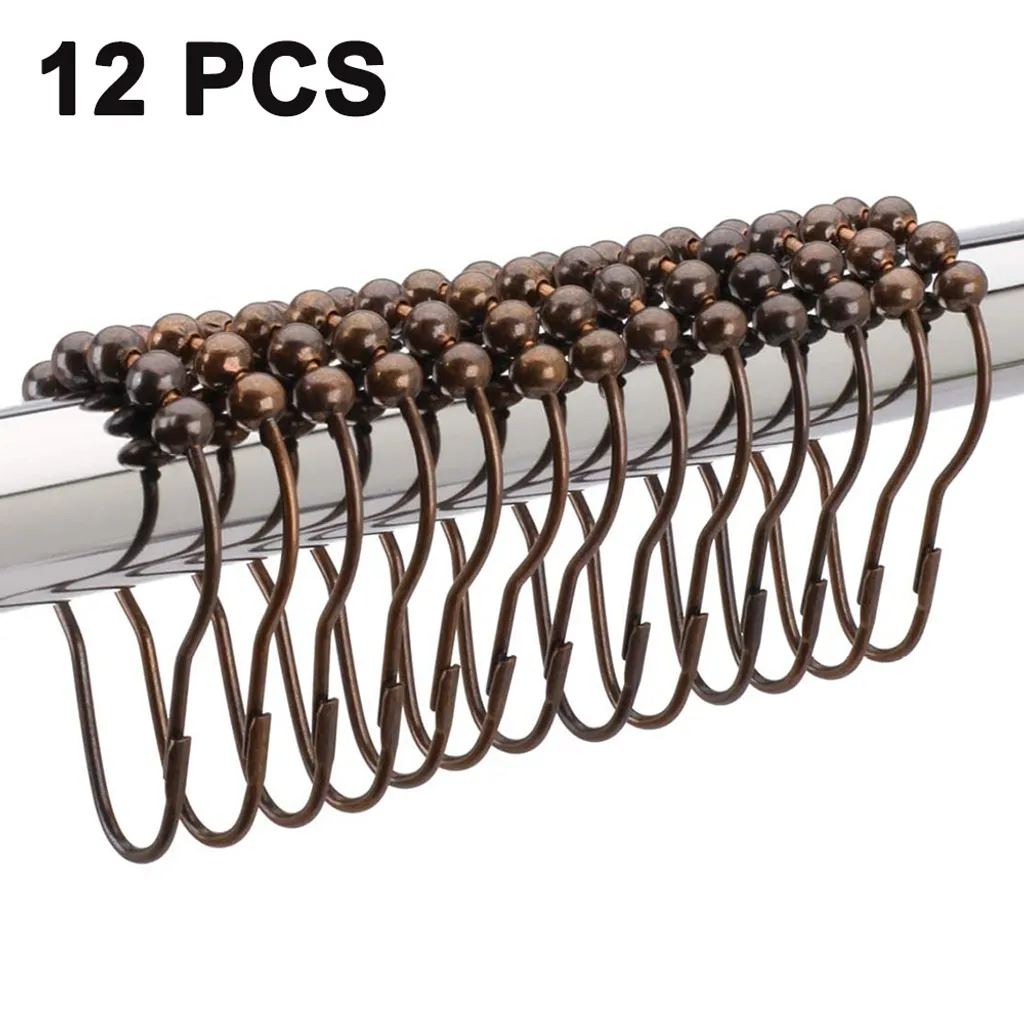 12 Stück Duschringe Duschvorhangringe Aus Edelstahl Mit Gleitsystem, 12 Einzelhaken, 69x39mm