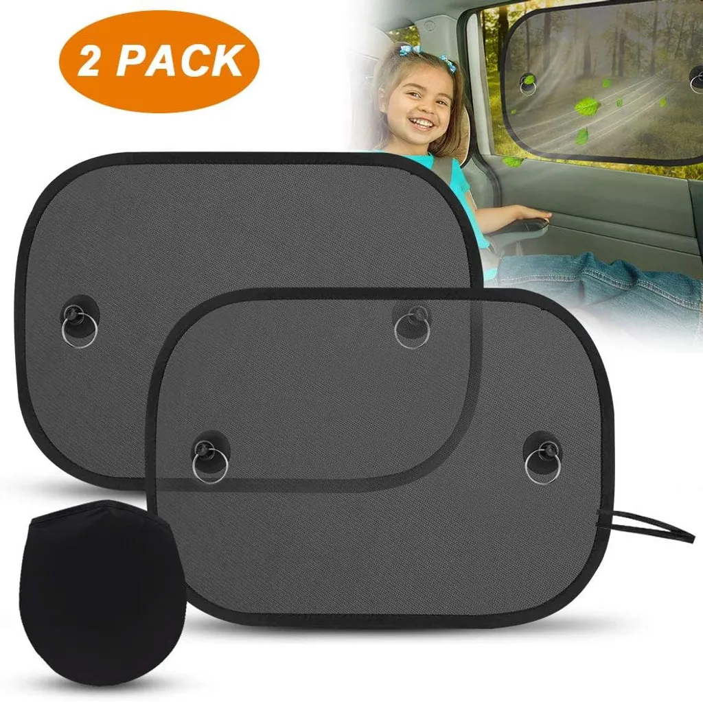 Autosonnenschutz 2er-set Sonnenblende Auto Baby, Kinder Auto-sonnenschutz Uv Schutz Sonnenblenden Für Autoscheiben Mit Saugnäpfen Und Aufbewahrungstasche Schwarz