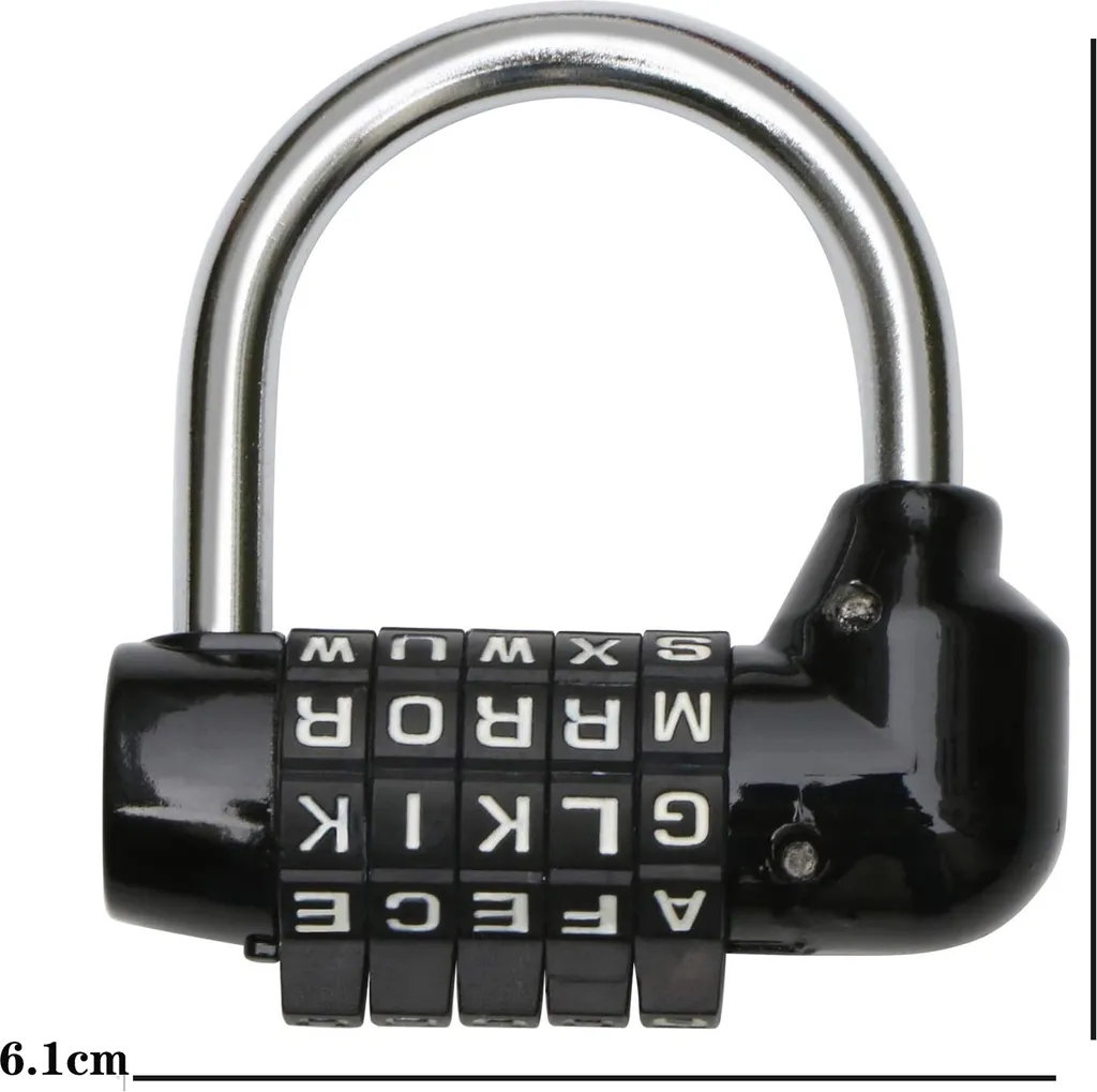 Buchstaben-kombinations-vorhängeschloss Mit 5 Buchstaben Schwarz - Zahlenschloss - Fahrradschloss Laptop Rucksack - Perfekt Für Escape Room