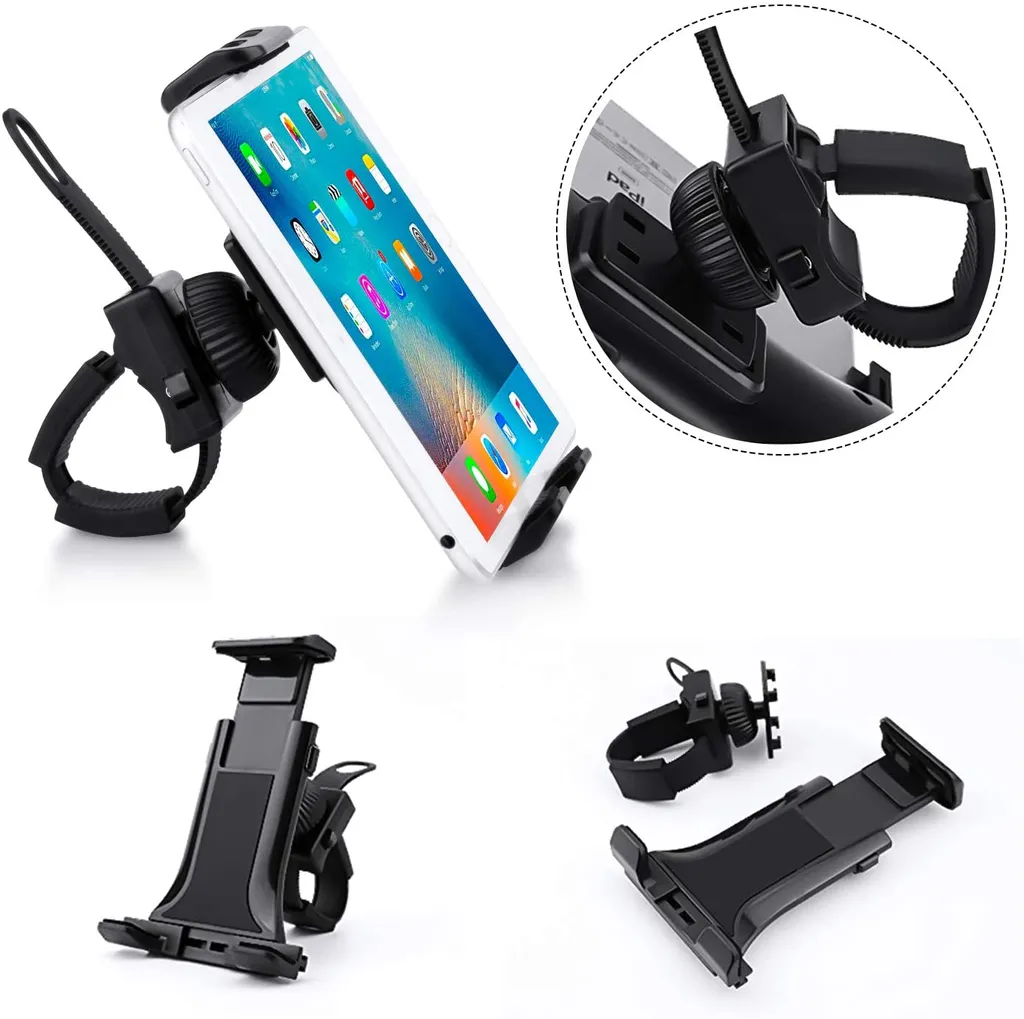 Handyhalterung, 360° Drehbare Handyhalterung Für 4-11" Handy-tablet, Einstellbare Halterung Für Fahrrad-laufband-fitnessstudio Kompatibel Mit Iphone 11 Pro Max, Ipad 10.2" 2019, Galaxy S20 6.2" - Schw