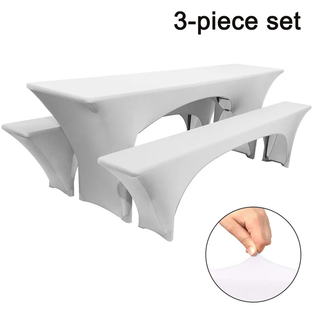 Biertisch- Und Stuhlset 220x50 Cm + 2 Bierhockerbezüge 3-teiliges Set