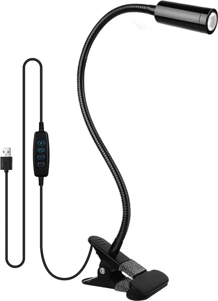 Kleslampe - 3w Led Bettklemmlampe, 3-stufige Farbtemperatur & 10-stufige Helligkeitsregelung, Automatische Abschaltung & Speichereigenschaft, Augenschutzlampe 360° Flexible Gänsehals-tischlampe [energ