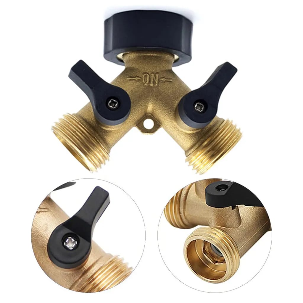 Y-verteiler Aus 3/4" Messing Für Zulaufschlauch Mit 2 Drehschaltern