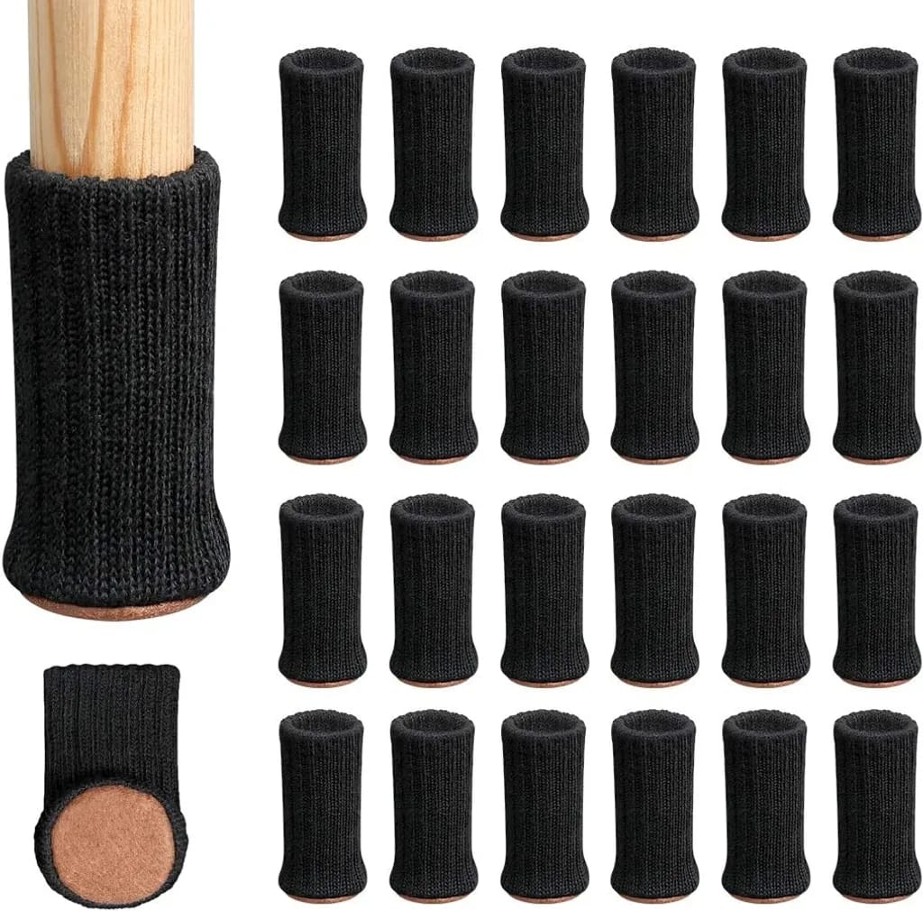 Möbelsocken, 24er-pack Stuhlbeinschoner, Gestrickte Möbelüberzüge, Rutschfeste Möbelschutzhüllen, Stoppen Sie Kratzer Und Geräusche, Passend Für Stuhlbeine Von 1 Bis 2 Zoll (schwarz)