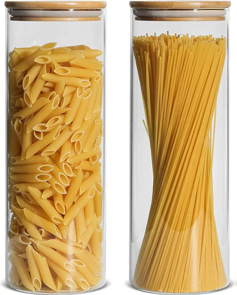 Glasvorratsdosen Set [2 X 1800ml] – Nudel- Und Spaghetti-aufbewahrung Als Glasbehälter Mit Deckel – Vorratsgläser Mit Deckel Für Müsli-aufbewahrung – Aufbewahrungsgläser Für Die Küche