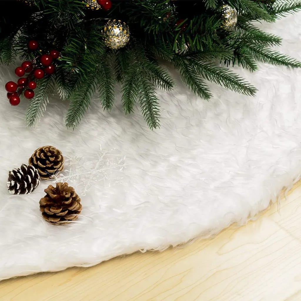 Weihnachtsbaumrock Weiß Plüsch Weihnachtsbaumdecke Rund Tannenbaumunterlage Weihnachtsbaumteppich Weihnachtsdekoration