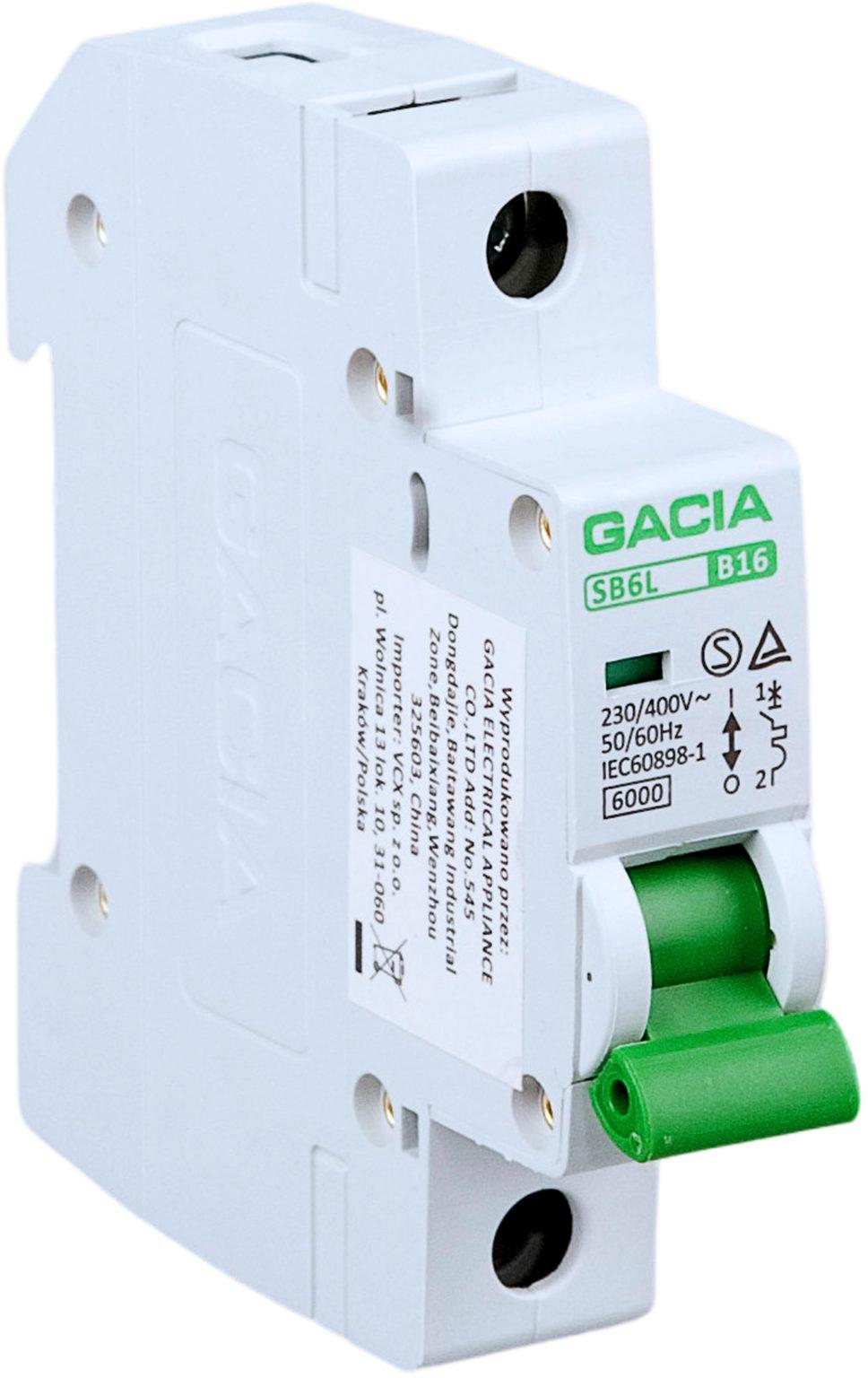 Leistungsschutzschalter Gacia Sb6l B 1p 16a 6ka