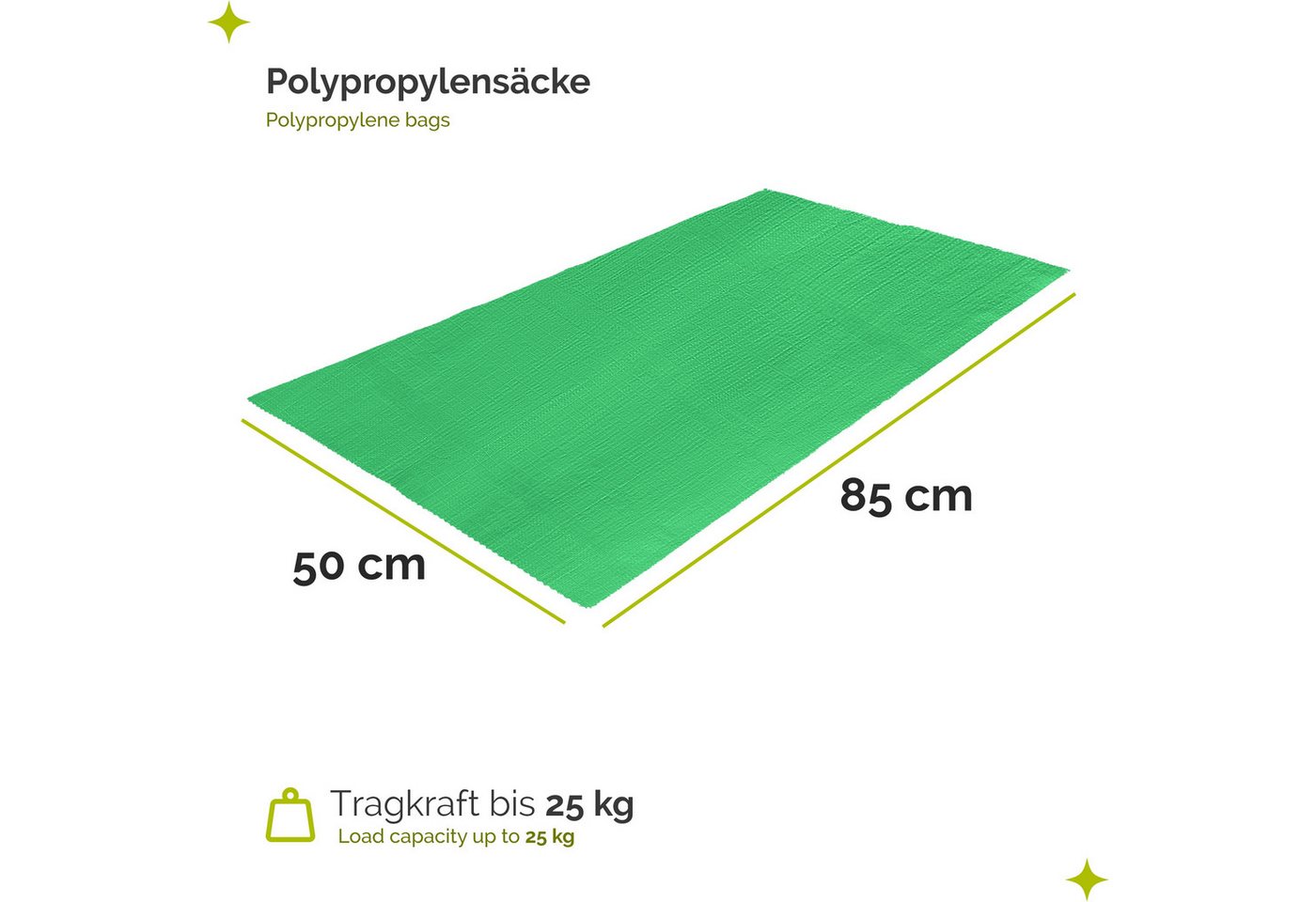 Garronda Polypropylensack 85 X 50 Cm 10 Stück Getreidesack Aus Pp Für Lagerung & Sand Reißfest 25 Kg Belastbar – Vielseitig Einsetzbar: Gewebesäcke Sandsäcke Gartensack Hochwasserschutz Gd-0161 Bild 2