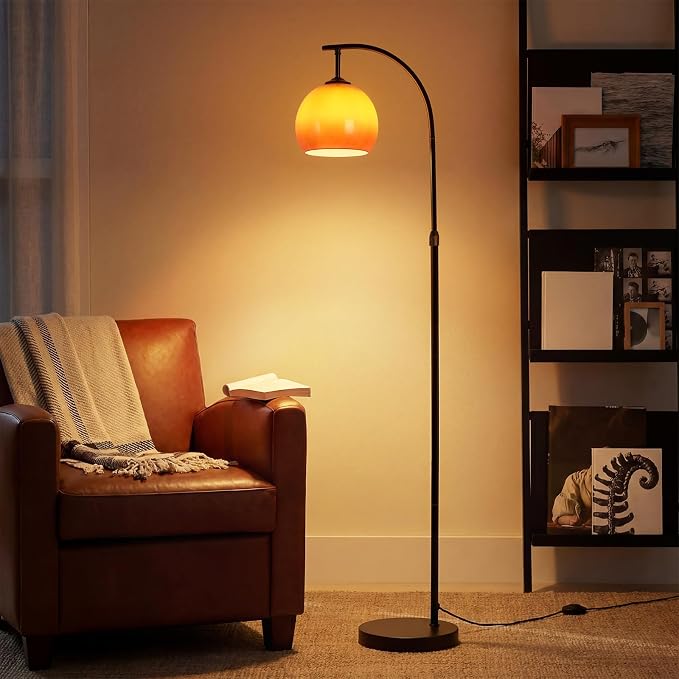 Gbly E27 Bogenlampe Wohnzimmer Stehlampe Mit Fußschalter 140-160cm Eisen Glas Lampenschirm Drehbarer Arm Max 40w 220-240v Für Schlafzimmer Studie