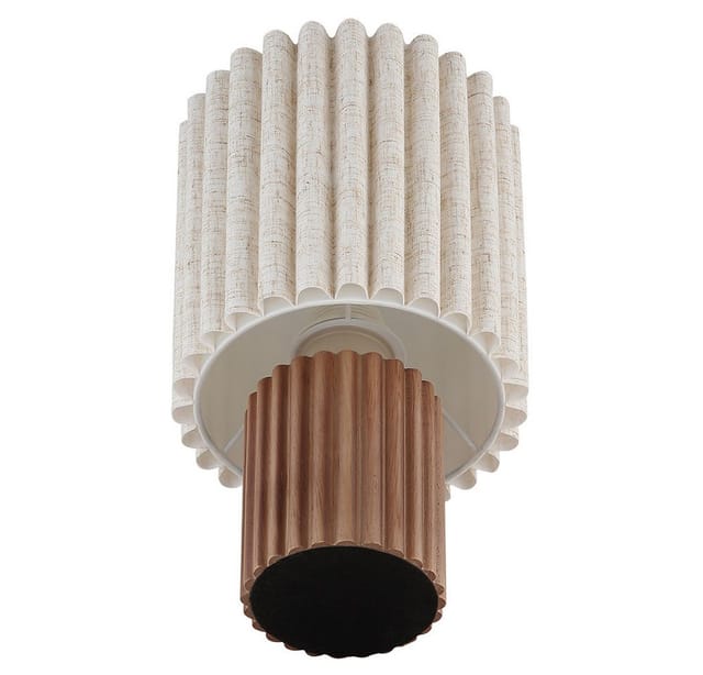 Tischlampe Tischleuchte Schlafzimmer Mit Schalter Braun Holz Textil H 30 Cm