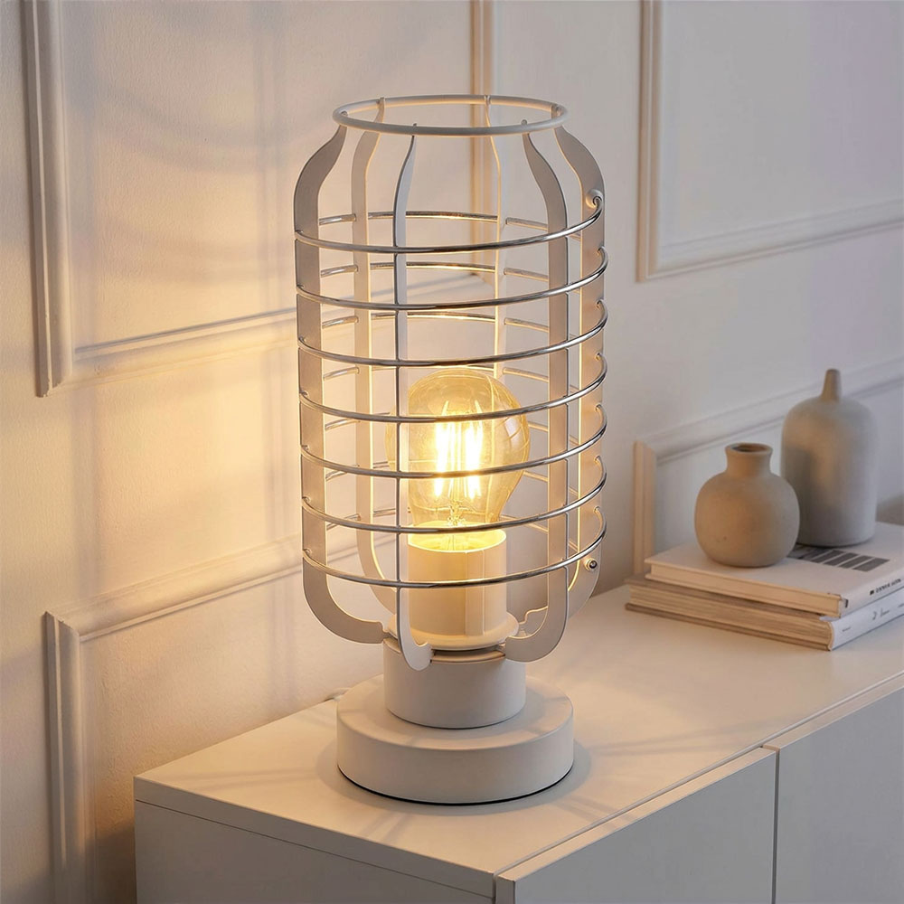 Led Tischlampe Tischleuchte Wohnzimmerlampe Schalter Weiß Matt Metall H 27,5 Cm