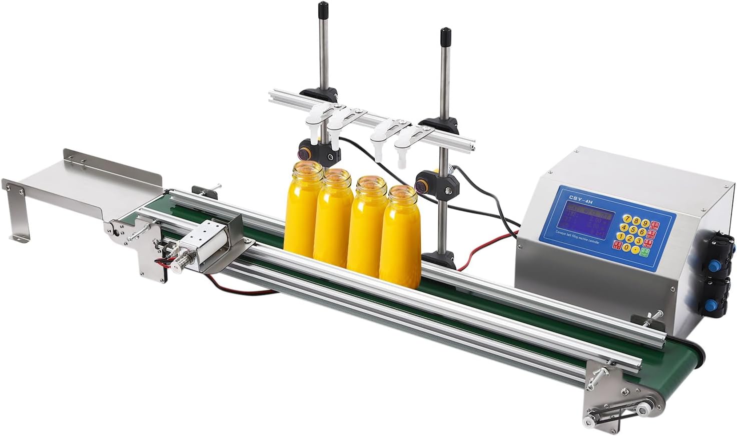 Automatische 4-düsen-flaschenabfüllmaschine Mit Förderband (10–500 Ml, 150 W) Abfüllmaschine Für Weißwein Und Getränke (3,2 L/min)