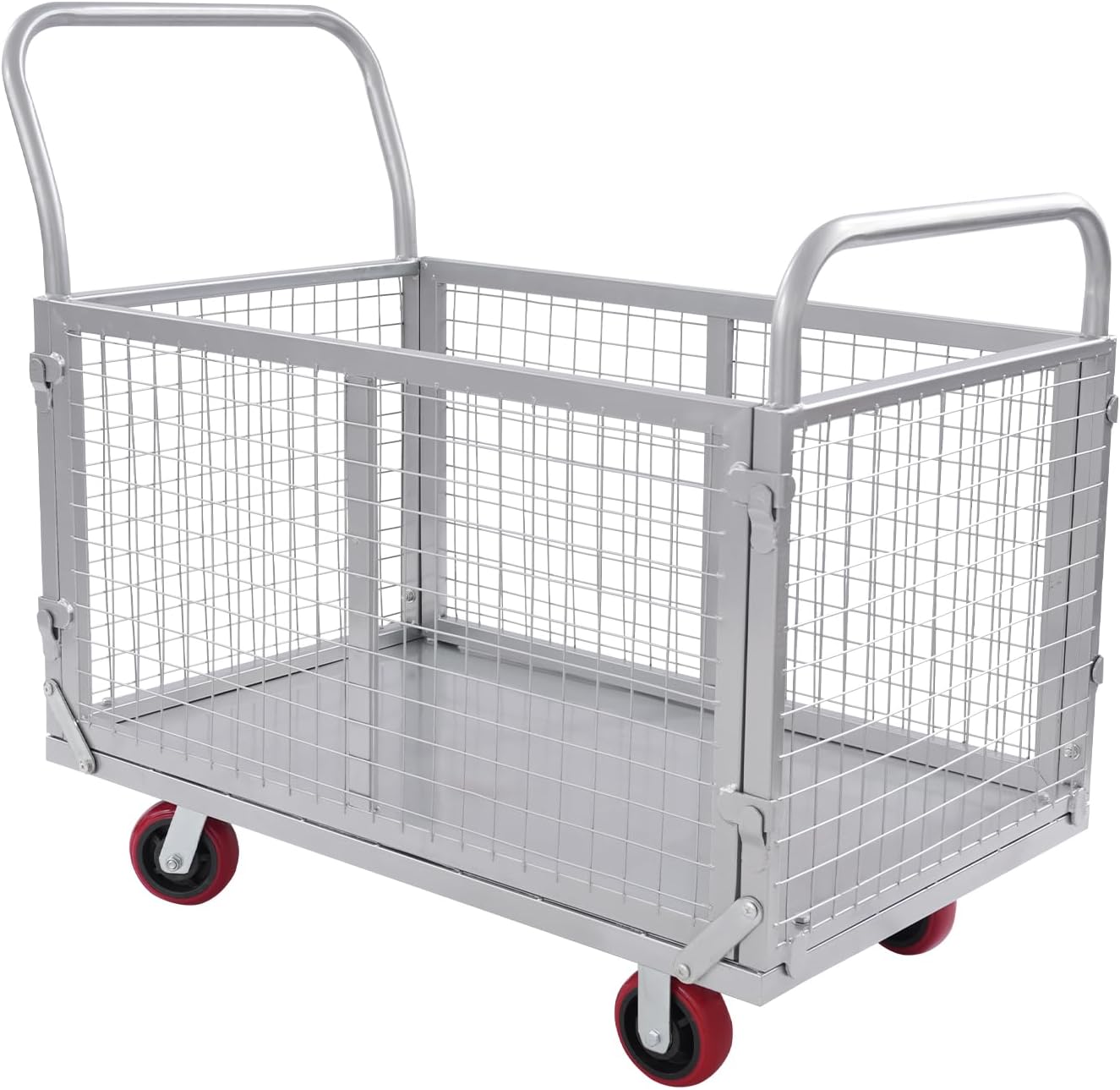 Multifunktionaler Handwagen Aus Silbernem, Kaltgewalztem Stahl Für Logistikzentren, Lagerhallen, Verteilzentren, Supermärkte Und Fertigungslinien (100 X 60 X 94 Cm)