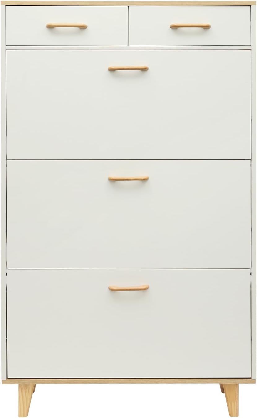Freistehender Schuhschrank Mit 2 Schubladen, Für Zuhause, Flur Oder Wohnzimmer, 80 X 24 X 135 Cm