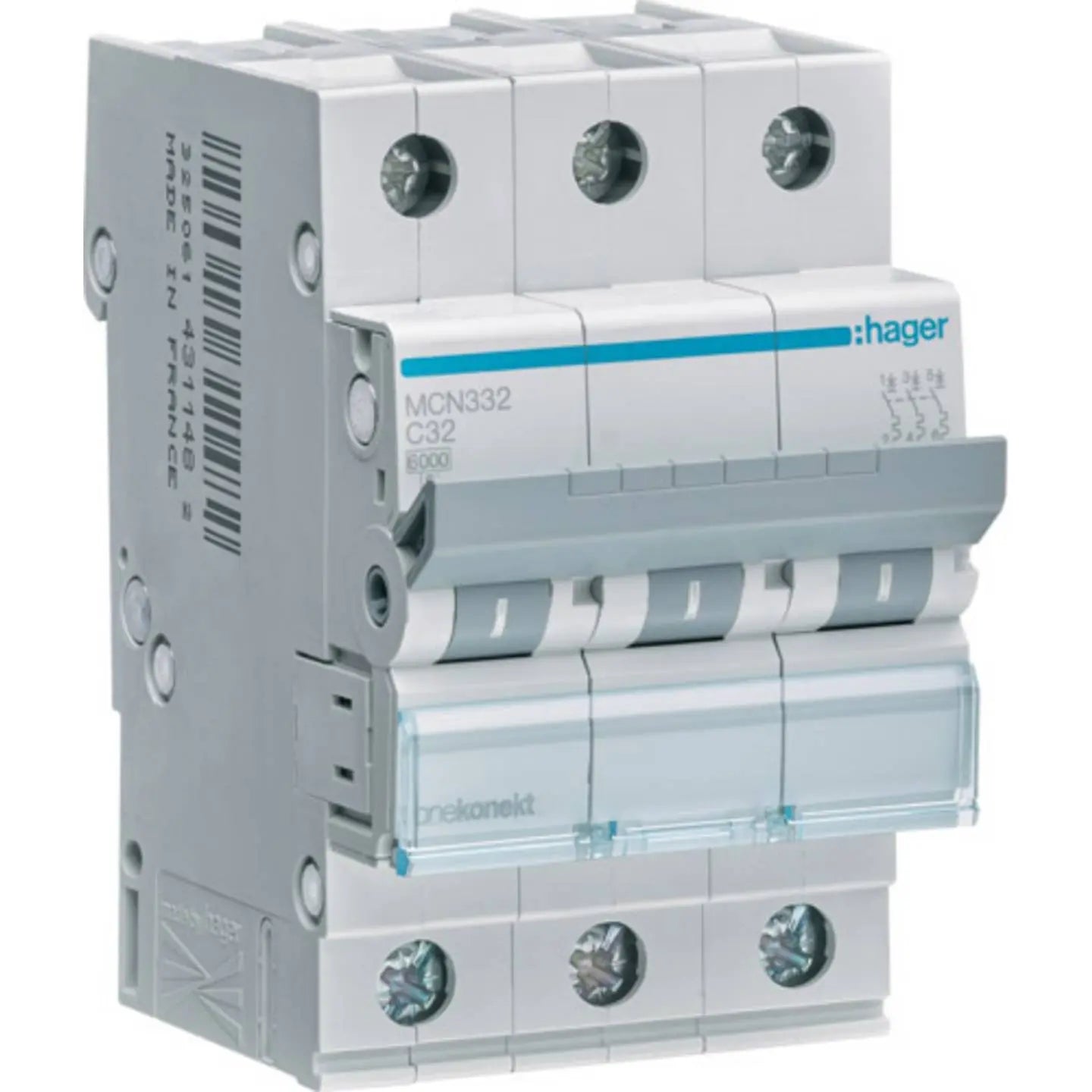[neuwertig] B-ware Hager Leitungsschutzschalter Sicherungsautomat 3polig 32 A Grau 230 V 400 V Mcn332