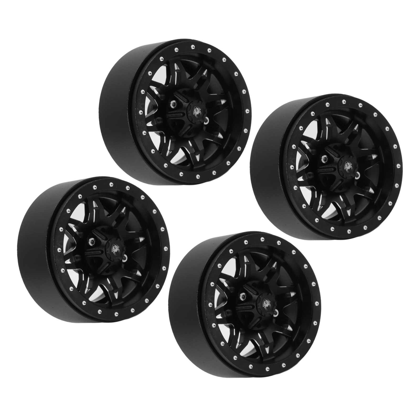 Vier Silber-schwarze Aluminiumfelgen Für Scx10-felgen, Stabil Und Einfach Zu Montieren, Geeignet Als Ersatz Für Traxxas Rc-cars.