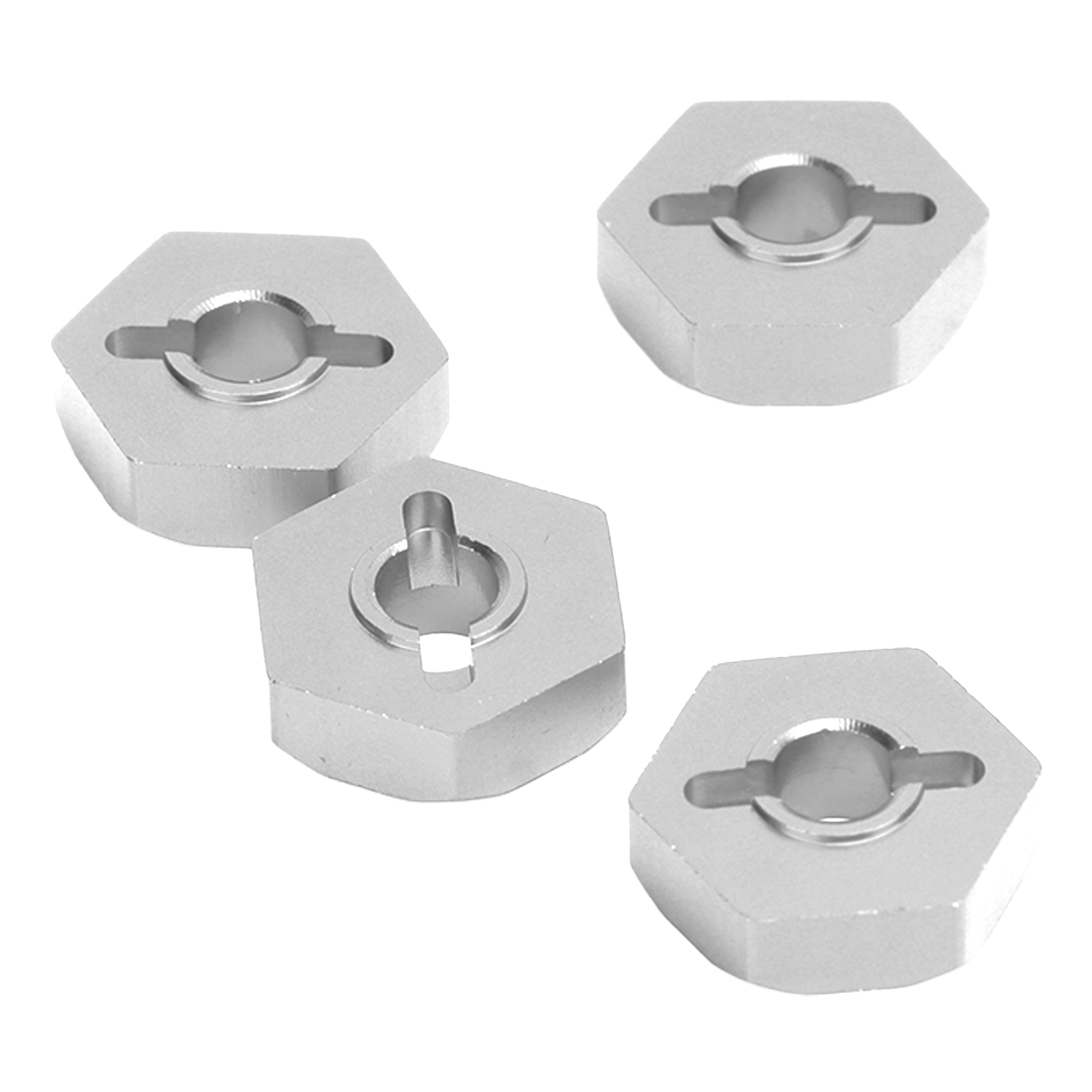 Satz Mit 4 12-mm-sechskant-radnabenadaptern Aus Aluminiumlegierung Mit Achsen Für Traxxas 1/16 Rc-car-teile (silber)